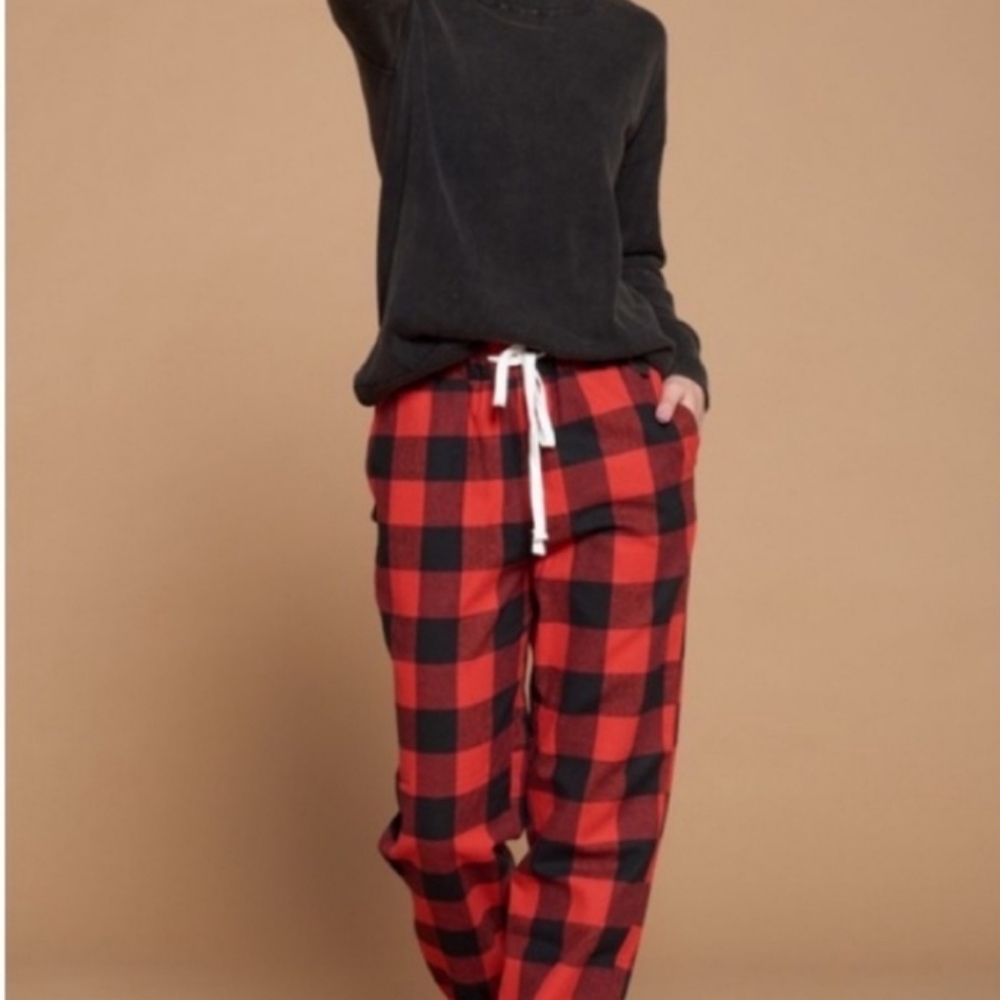 Red Buffalo plaid joggers - Picture 2 of 4